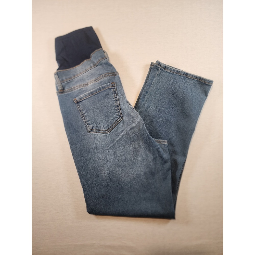 Time and Tru Maternity Straight Leg Crop Jeans M 8-10 Belly Band Panel Support